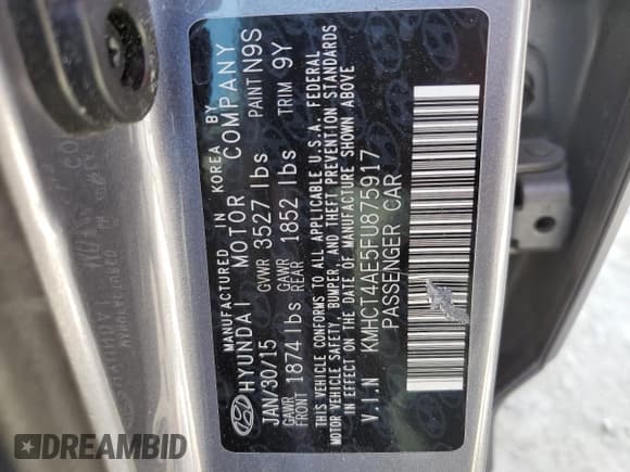 ✅ 2015 Hyundai Accent GLS • VIN: KMHCT4AE5FU875917 • Lot: 76204844. Wystawiony na Copart z przebiegiem 57 200 mil. Bezpłatny archiwum sprzedaży aukcyjnych z USA i szczegółowy raport historii pojazdu na DreamBid. Zdjęcie 13.