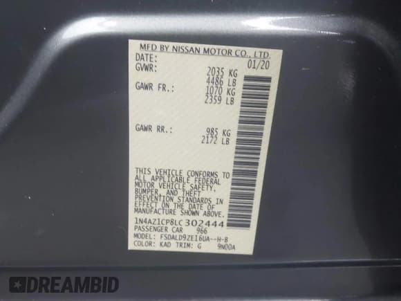 ✅ 2020 Nissan LEAF SV • VIN: 1N4AZ1CP8LC302444 • Лот: 43877929. Опубликован ранее на IAAI с пробегом 52 691 миль. Бесплатный доступ к архиву аукционных продаж из США и подробный отчёт об истории автомобиля на DreamBid. Изображение 9.