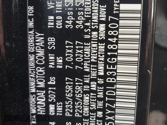 ✅ 2014 Hyundai Santa Fe • VIN: 5XYZTDLB3EG184807 • Лот: 86114715. Опубликован ранее на Copart с пробегом 172 175 миль. Бесплатный доступ к архиву аукционных продаж из США и подробный отчёт об истории автомобиля на DreamBid. Изображение 13.