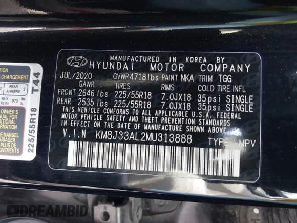 ✅ 2021 Hyundai Tucson Sport • VIN: KM8J33AL2MU313888 • Лот: 43613423. Опубликован ранее на IAAI с пробегом 54 638 миль. Бесплатный доступ к архиву аукционных продаж из США и подробный отчёт об истории автомобиля на DreamBid. Изображение 9.