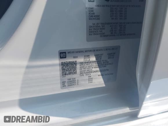 ✅ 2024 GMC Sierra 1500 SLT • VIN: 3GTUUDED6RG321574 • Лот: 43152892. Опубликован ранее на IAAI с пробегом 23 833 миль. Бесплатный доступ к архиву аукционных продаж из США и подробный отчёт об истории автомобиля на DreamBid. Изображение 9.