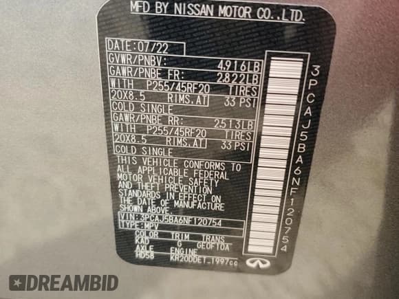 ✅ 2022 Infiniti QX50 Luxe • VIN: 3PCAJ5BA6NF120754 • Lot: 87124524. Wystawiony na Copart z przebiegiem 26 373 mil. Bezpłatny archiwum sprzedaży aukcyjnych z USA i szczegółowy raport historii pojazdu na DreamBid. Zdjęcie 16.