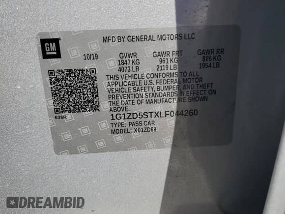 2020 Chevrolet Malibu LT z VIN 1G1ZD5STXLF044260, wystawiony jako Copart lot #81859595 z przebiegiem 122 289 mil mil oraz Szkoda całkowita • Salvage title. Historia ofert i sprzedaży dostępna na DreamBid. Obrazek 12.