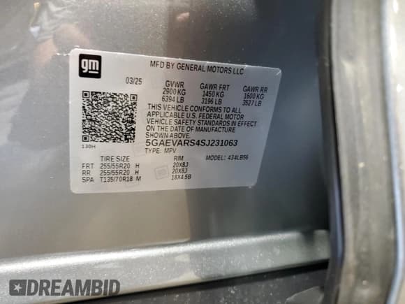 ✅ 2025 Buick Enclave Preferred • VIN: 5GAEVARS4SJ231063 • Lot: 63119535. Listed on Copart with 5,335 mi. Free auction sales archive from the USA and detailed vehicle history report at DreamBid. Image 14.