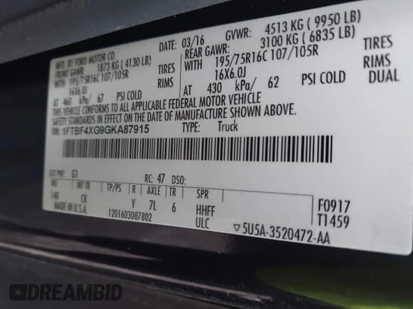 ✅ 2016 Ford Transit Cargo • VIN: 1FTBF4XG9GKA87915 • Лот: 43350535. Опубликован ранее на IAAI с пробегом 32 897 миль. Бесплатный доступ к архиву аукционных продаж из США и подробный отчёт об истории автомобиля на DreamBid. Изображение 9.