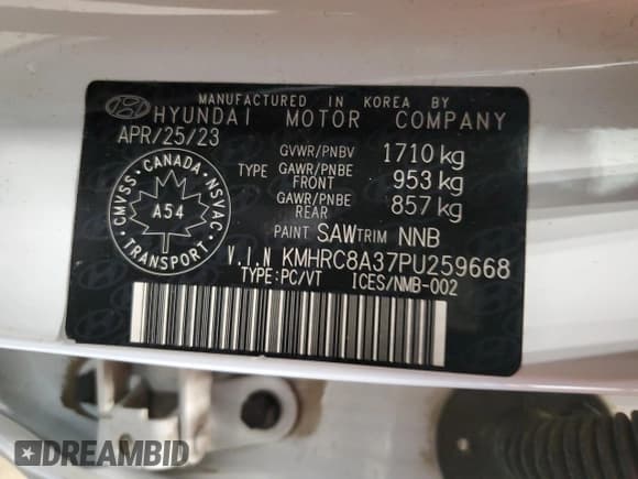 ✅ 2023 Hyundai Venue SEL • VIN: KMHRC8A37PU259668 • Lot: 89327825. Listed on Copart with 61,035 mi. Free auction sales archive from the USA and detailed vehicle history report at DreamBid. Image 12.