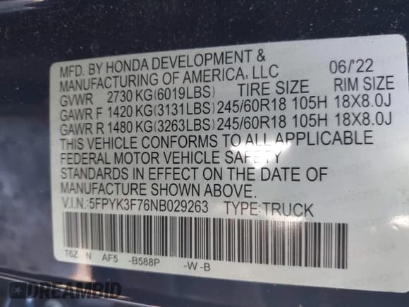 ✅ 2022 Honda Ridgeline RTL-E • VIN: 5FPYK3F76NB029263 • Lot: 42662625. Wystawiony na IAAI z przebiegiem 50 893 mil. Bezpłatny archiwum sprzedaży aukcyjnych z USA i szczegółowy raport historii pojazdu na DreamBid. Zdjęcie 9.