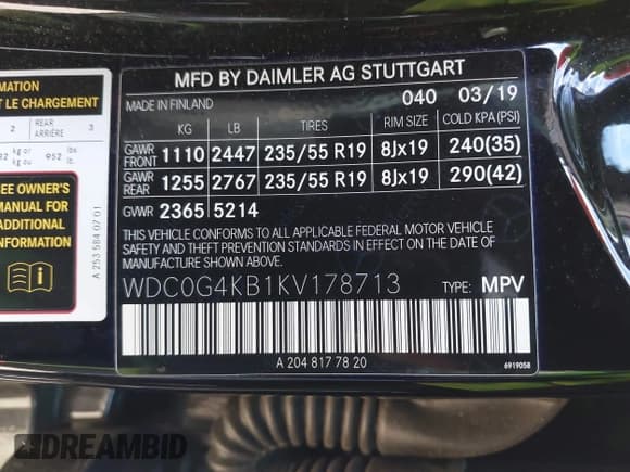 ✅ 2019 Mercedes-Benz GLC 300 • VIN: WDC0G4KB1KV178713 • Lot: 43402983. Wystawiony na IAAI z przebiegiem 63 350 mil. Bezpłatny archiwum sprzedaży aukcyjnych z USA i szczegółowy raport historii pojazdu na DreamBid. Zdjęcie 9.