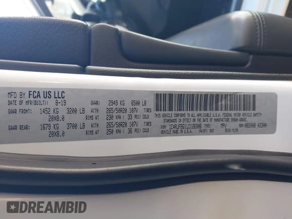 ✅ 2020 Jeep Grand Cherokee Limited X • VIN: 1C4RJFBG1LC126906 • Lot: 41850187. Listed on IAAI with 44,069 mi. Free auction sales archive from the USA and detailed vehicle history report at DreamBid. Image 9.