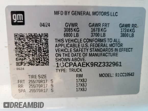✅ 2024 Chevrolet Silverado 1500 Work Truck • VIN: 1GCPAAEK9RZ332961 • Lot: 70180985. Wystawiony na Copart z przebiegiem 29 913 mil. Bezpłatny archiwum sprzedaży aukcyjnych z USA i szczegółowy raport historii pojazdu na DreamBid. Zdjęcie 14.