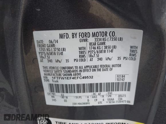 ✅ 2014 Ford F-150 XLT • VIN: 1FTFW1EF4EFC49532 • Лот: 42716702. Опубликован ранее на IAAI с пробегом 168 784 миль. Бесплатный доступ к архиву аукционных продаж из США и подробный отчёт об истории автомобиля на DreamBid. Изображение 9.