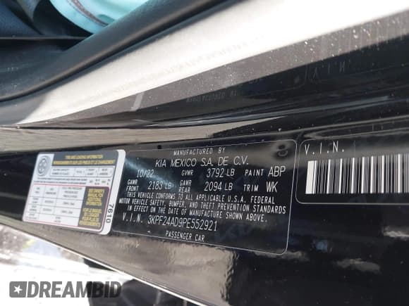 ✅ 2023 Kia Forte LXS • VIN: 3KPF24AD9PE552921 • Lot: 43792222. Listed on IAAI with 28,803 mi. Free auction sales archive from the USA and detailed vehicle history report at DreamBid. Image 9.