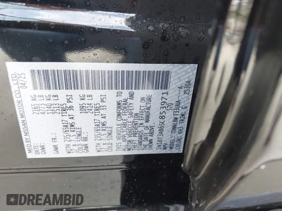 ✅ 2025 Nissan Rogue S • VIN: 5N1BT3AB6SC853971 • Lot: 43285480. Wystawiony na IAAI z przebiegiem 36 mil. Bezpłatny archiwum sprzedaży aukcyjnych z USA i szczegółowy raport historii pojazdu na DreamBid. Zdjęcie 9.