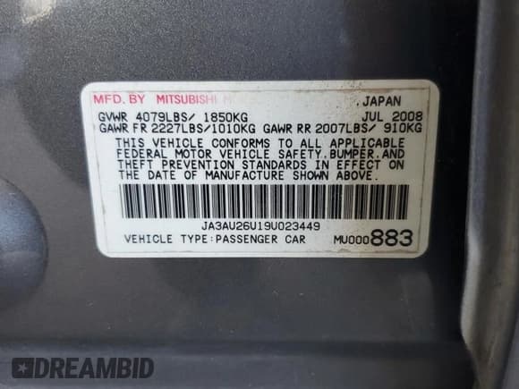 ✅ 2009 Mitsubishi Lancer ES • VIN: JA3AU26U19U023449 • Lot: 82111555. Wystawiony na Copart z przebiegiem 201 137 mil. Bezpłatny archiwum sprzedaży aukcyjnych z USA i szczegółowy raport historii pojazdu na DreamBid. Zdjęcie 12.