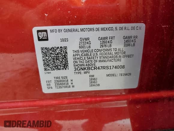 2024 Chevrolet Blazer LT with VIN 3GNKBCR47RS174008, listed as a Copart auction lot 70755504 with 4,422 mi miles and Clean title. Bid and sale history available at DreamBid. Image 13.