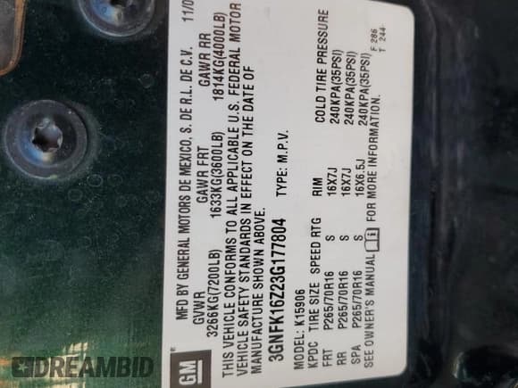 ✅ 2003 Chevrolet Suburban Z71 • VIN: 3GNFK16Z23G177804 • Лот: 55015145. Опубликован ранее на Copart с пробегом 178 786 миль. Бесплатный доступ к архиву аукционных продаж из США и подробный отчёт об истории автомобиля на DreamBid. Изображение 12.