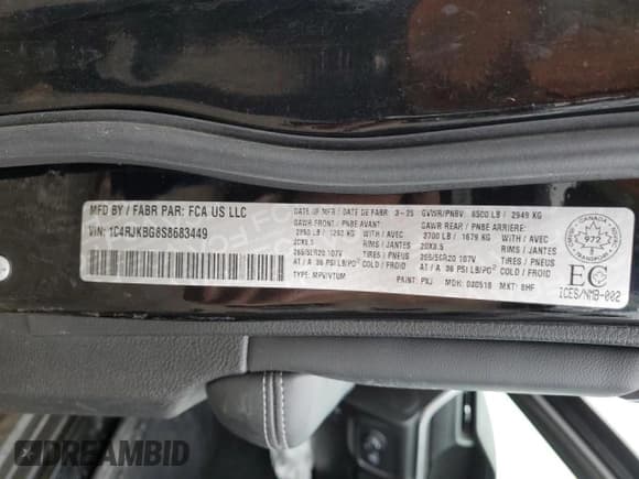 ✅ 2025 Jeep Grand Cherokee Limited • VIN: 1C4RJKBG8S8683449 • Lot: 81238795. Wystawiony na Copart z przebiegiem 8 990 mil. Bezpłatny archiwum sprzedaży aukcyjnych z USA i szczegółowy raport historii pojazdu na DreamBid. Zdjęcie 14.