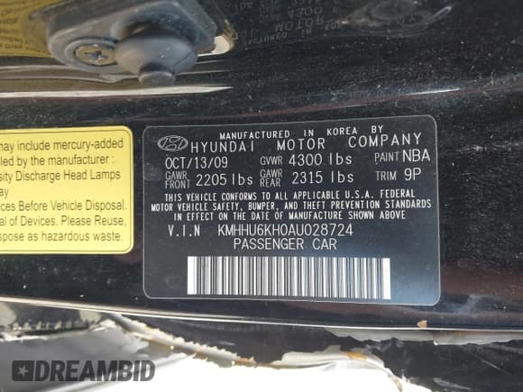 ✅ 2010 Hyundai Genesis Coupe • VIN: KMHHU6KH0AU028724 • Lot: 42198771. Wystawiony na IAAI z przebiegiem 114 604 mil. Bezpłatny archiwum sprzedaży aukcyjnych z USA i szczegółowy raport historii pojazdu na DreamBid. Zdjęcie 9.