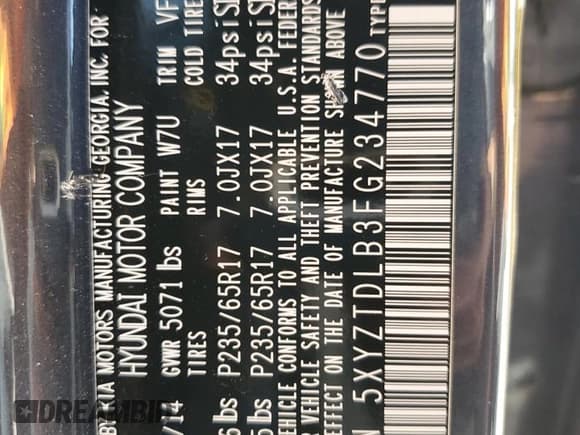 ✅ 2015 Hyundai Santa Fe • VIN: 5XYZTDLB3FG234770 • Лот: 69335243. Опубликован ранее на Copart с пробегом 165 924 миль. Бесплатный доступ к архиву аукционных продаж из США и подробный отчёт об истории автомобиля на DreamBid. Изображение 12.