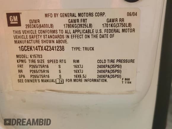 ✅ 2004 Chevrolet Silverado 1500 LS • VIN: 1GCEK14TX4Z341238 • Лот: 85258894. Опубликован ранее на Copart с пробегом Не указан. Бесплатный доступ к архиву аукционных продаж из США и подробный отчёт об истории автомобиля на DreamBid. Изображение 14.