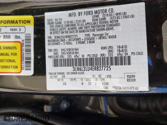 ✅ 2014 Lincoln MKZ Hybrid • VIN: 3LN6L2LU4ER827725 • Lot: 43178086. Listed on IAAI with 190,208 mi. Free auction sales archive from the USA and detailed vehicle history report at DreamBid. Image 9.