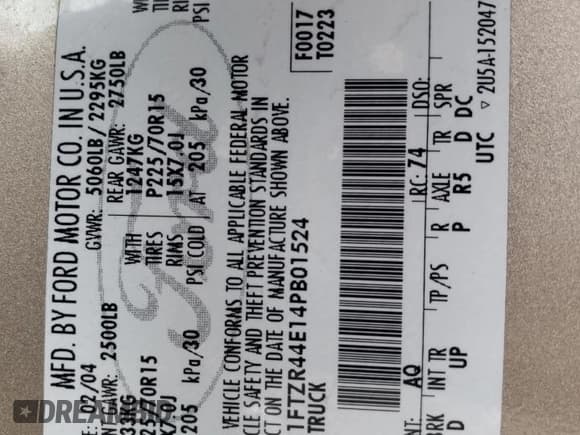 ✅ 2004 Ford Ranger XLT Appearance • VIN: 1FTZR44E14PB01524 • Лот: 67416135. Опубликован ранее на Copart с пробегом 96 619 миль. Бесплатный доступ к архиву аукционных продаж из США и подробный отчёт об истории автомобиля на DreamBid. Изображение 12.