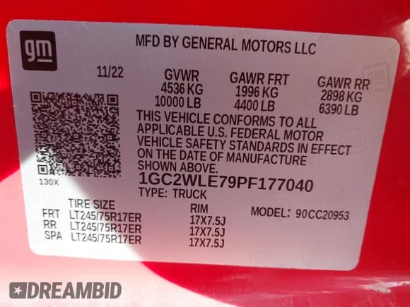 ✅ 2023 Chevrolet Silverado 2500HD Work Truck • VIN: 1GC2WLE79PF177040 • Lot: 43393476. Wystawiony na IAAI z przebiegiem Nie podano. Bezpłatny archiwum sprzedaży aukcyjnych z USA i szczegółowy raport historii pojazdu na DreamBid. Zdjęcie 9.