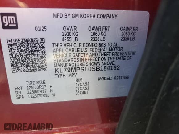 ✅ 2025 Chevrolet TrailBlazer LT • VIN: KL79MPSL0SB184162 • Lot: 90026575. Wystawiony na Copart z przebiegiem 12 823 mil. Bezpłatny archiwum sprzedaży aukcyjnych z USA i szczegółowy raport historii pojazdu na DreamBid. Zdjęcie 14.