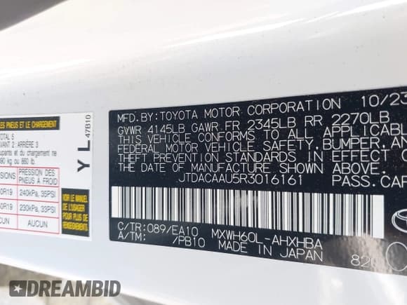 ✅ 2024 Toyota Prius LE • VIN: JTDACAAU5R3016161 • Lot: 42033538. Wystawiony na IAAI z przebiegiem 21 145 mil. Bezpłatny archiwum sprzedaży aukcyjnych z USA i szczegółowy raport historii pojazdu na DreamBid. Zdjęcie 9.