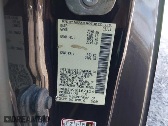 ✅ 2011 Nissan Altima SR • VIN: 1N4BL2EP2BC167114 • Lot: 41618451. Wystawiony na IAAI z przebiegiem 82 263 mil. Bezpłatny archiwum sprzedaży aukcyjnych z USA i szczegółowy raport historii pojazdu na DreamBid. Zdjęcie 9.