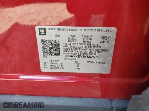 ✅ 2019 Chevrolet Equinox LT • VIN: 3GNAXKEV5KS625089 • Лот: 84451035. Опубликован ранее на Copart с пробегом 47 731 миль. Бесплатный доступ к архиву аукционных продаж из США и подробный отчёт об истории автомобиля на DreamBid. Изображение 14.