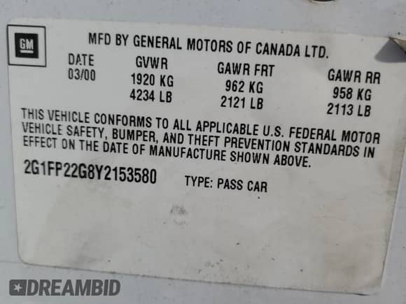 2000 Chevrolet Camaro Z28 z VIN 2G1FP22G8Y2153580, wystawiony jako Copart lot #43004935 z przebiegiem 132 835 mil mil oraz Szkoda całkowita • Salvage title. Historia ofert i sprzedaży dostępna na DreamBid. Obrazek 12.