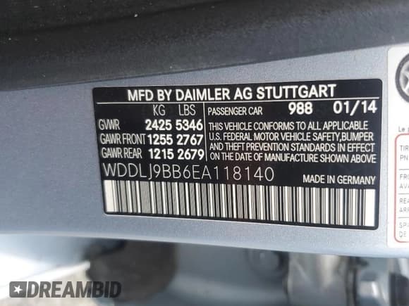 ✅ 2014 Mercedes-Benz CLS 550 • VIN: WDDLJ9BB6EA118140 • Lot: 62168485. Listed on Copart with 84,855 mi. Free auction sales archive from the USA and detailed vehicle history report at DreamBid. Image 12.