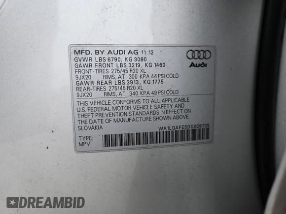 ✅ 2013 Audi Q7 Premium Plus • VIN: WA1LGAFE5DD008735 • Lot: 91108205. Listed on Copart with 132,745 mi. Free auction sales archive from the USA and detailed vehicle history report at DreamBid. Image 13.
