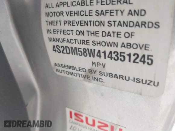 ✅ 2001 Isuzu Rodeo S • VIN: 4S2DM58W414351245 • Лот: 41339632. Опубликован ранее на IAAI с пробегом 149 543 миль. Бесплатный доступ к архиву аукционных продаж из США и подробный отчёт об истории автомобиля на DreamBid. Изображение 9.