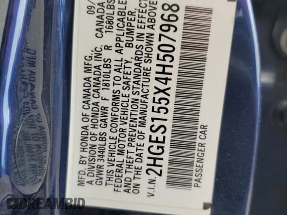 ✅ 2004 Honda Civic LX • VIN: 2HGES155X4H507968 • Лот: 62261555. Опубликован ранее на Copart с пробегом 133 156 миль. Бесплатный доступ к архиву аукционных продаж из США и подробный отчёт об истории автомобиля на DreamBid. Изображение 13.