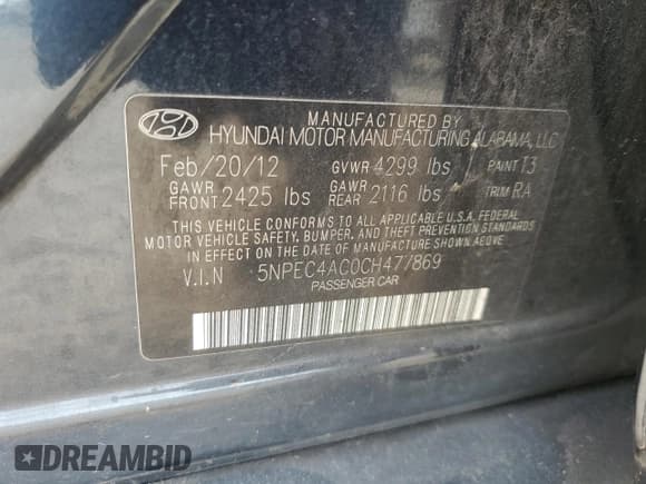 ✅ 2012 Hyundai Sonata Limited • VIN: 5NPEC4AC0CH477869 • Lot: 81098715. Wystawiony na Copart z przebiegiem 213 261 mil. Bezpłatny archiwum sprzedaży aukcyjnych z USA i szczegółowy raport historii pojazdu na DreamBid. Zdjęcie 12.