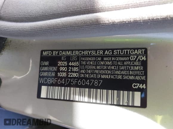 ✅ 2005 Mercedes-Benz C 320 • VIN: WDBRF64J75F604787 • Лот: 41114916. Опубликован ранее на IAAI с пробегом 270 000 миль. Бесплатный доступ к архиву аукционных продаж из США и подробный отчёт об истории автомобиля на DreamBid. Изображение 9.