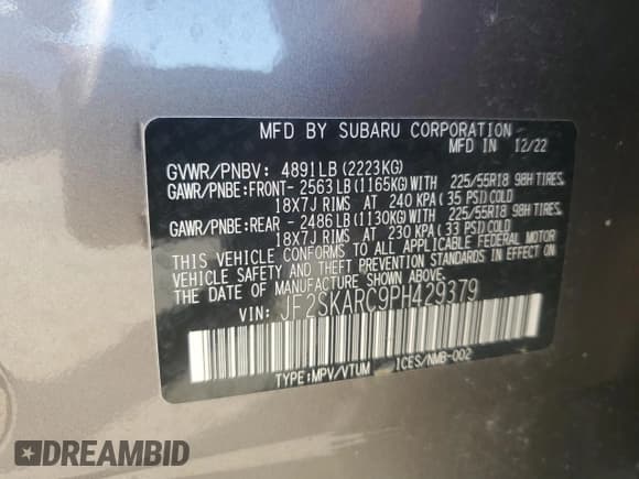 ✅ 2023 Subaru Forester Touring • VIN: JF2SKARC9PH429379 • Лот: 89894565. Опубликован ранее на Copart с пробегом 29 354 миль. Бесплатный доступ к архиву аукционных продаж из США и подробный отчёт об истории автомобиля на DreamBid. Изображение 12.