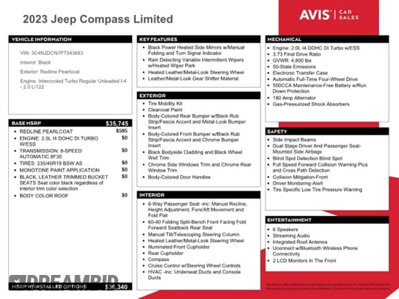 ✅ 2023 Jeep Compass (RED) Edition • VIN: 3C4NJDCN7PT543683 • Lot: 66443975. Wystawiony na Copart z przebiegiem Nie podano. Bezpłatny archiwum sprzedaży aukcyjnych z USA i szczegółowy raport historii pojazdu na DreamBid. Zdjęcie 13.