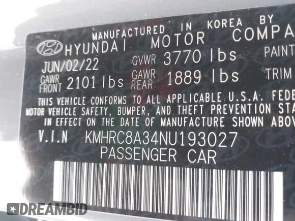 ✅ 2022 Hyundai Venue SEL • VIN: KMHRC8A34NU193027 • Lot: 42003432. Listed on IAAI with 16,393 mi. Free auction sales archive from the USA and detailed vehicle history report at DreamBid. Image 9.