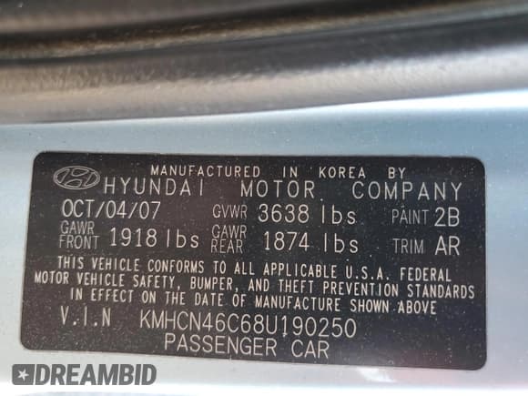 ✅ 2008 Hyundai Accent GLS • VIN: KMHCN46C68U190250 • Лот: 74148834. Опубликован ранее на Copart с пробегом 238 025 миль. Бесплатный доступ к архиву аукционных продаж из США и подробный отчёт об истории автомобиля на DreamBid. Изображение 12.