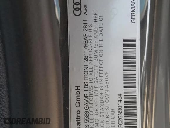 ✅ 2016 Audi RS 7 Prestige • VIN: WUAW2AFC2GN901494 • Lot: 52958345. Wystawiony na Copart z przebiegiem 99 718 mil. Bezpłatny archiwum sprzedaży aukcyjnych z USA i szczegółowy raport historii pojazdu na DreamBid. Zdjęcie 12.