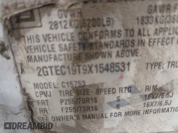 ✅ 1999 GMC Sierra 1500 SLE • VIN: 2GTEC19T9X1548531 • Lot: 42300351. Listed on IAAI with 348,364 mi. Free auction sales archive from the USA and detailed vehicle history report at DreamBid. Image 9.