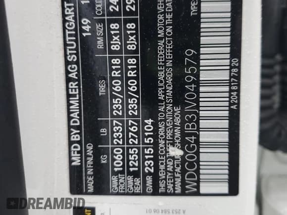 ✅ 2018 Mercedes-Benz GLC 300 • VIN: WDC0G4JB3JV049579 • Lot: 89460555. Listed on Copart with 46,840 mi. Free auction sales archive from the USA and detailed vehicle history report at DreamBid. Image 13.