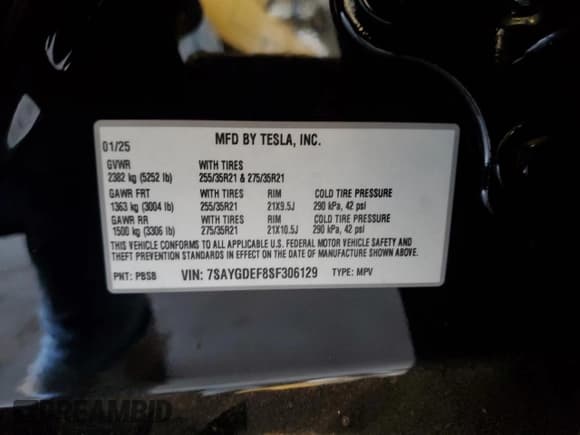 ✅ 2025 Tesla Model Y Performance • VIN: 7SAYGDEF8SF306129 • Lot: 70106385. Listed on Copart with 13,980 mi. Free auction sales archive from the USA and detailed vehicle history report at DreamBid. Image 12.