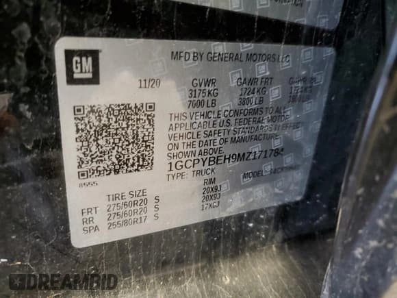 ✅ 2021 Chevrolet Silverado 1500 Custom • VIN: 1GCPYBEH9MZ171784 • Lot: 83081484. Wystawiony na Copart z przebiegiem 94 772 mil. Bezpłatny archiwum sprzedaży aukcyjnych z USA i szczegółowy raport historii pojazdu na DreamBid. Zdjęcie 12.