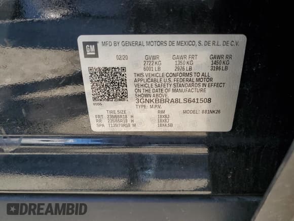 ✅ 2020 Chevrolet Blazer LT • VIN: 3GNKBBRA8LS641508 • Лот: 80520125. Опубликован ранее на Copart с пробегом 124 960 миль. Бесплатный доступ к архиву аукционных продаж из США и подробный отчёт об истории автомобиля на DreamBid. Изображение 13.