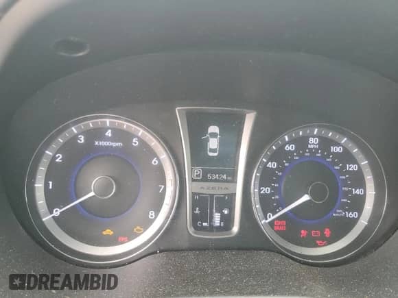 2013 Hyundai Azera with VIN KMHFG4JGXDA227071, listed as a Copart auction lot 57402424 with 53,424 mi miles and Non repairable. Bid and sale history available at DreamBid. Image 9.