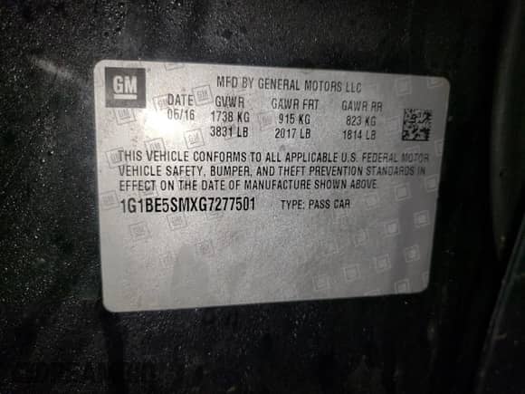 2016 Chevrolet Cruze LT z VIN 1G1BE5SMXG7277501, wystawiony jako Copart lot #70138052 z przebiegiem 83 172 mil mil oraz . Historia ofert i sprzedaży dostępna na DreamBid. Obrazek 13.